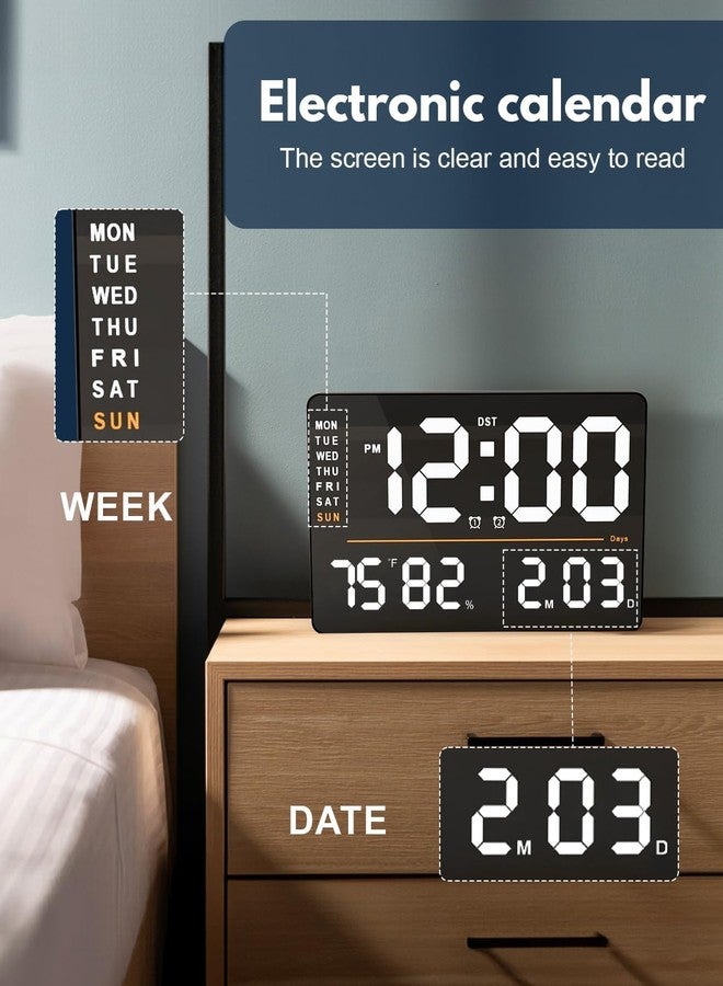 Foliam Plastic Digital Alarm Wall Clock 16" Large with Remote Control, Auto/Custom Dimmer,Temp,Humidity,Dual Alarms, Decor/Gym/Garage, Gift for Elderly (Square ORENGE) - Image 4
